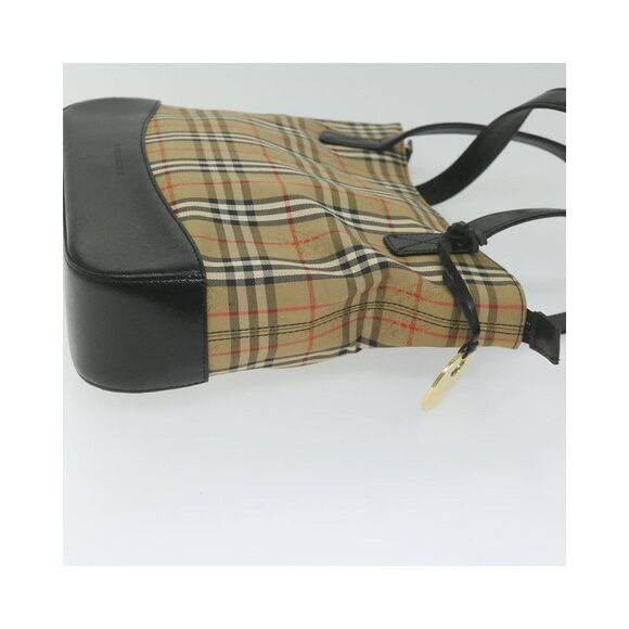 Pre Loved BURBERRY Beige Check Tote Classic Style Handbag Womens Bag - Picture 3 of 8